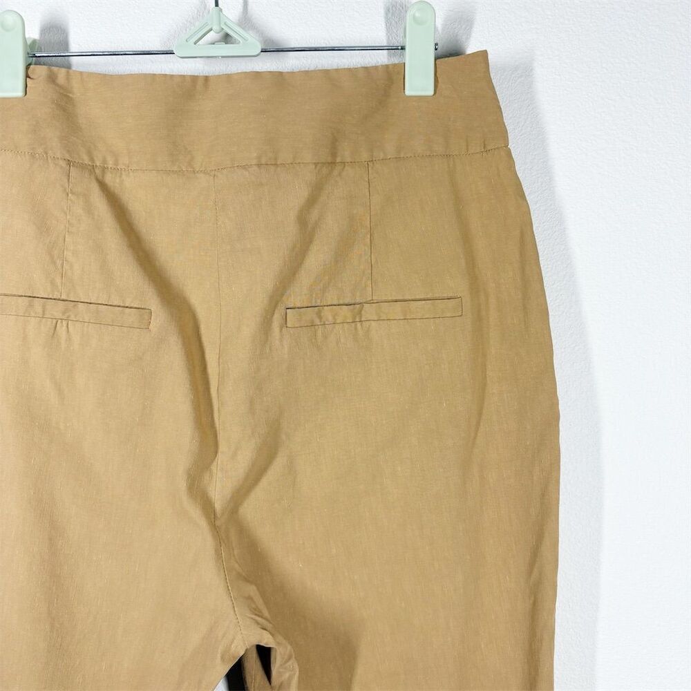 Veronica Beard Lago Stretch Linen Ankle Pant Sz 8 Camel Tan‎ Slim Leg High Rise - Picture 3 of 11